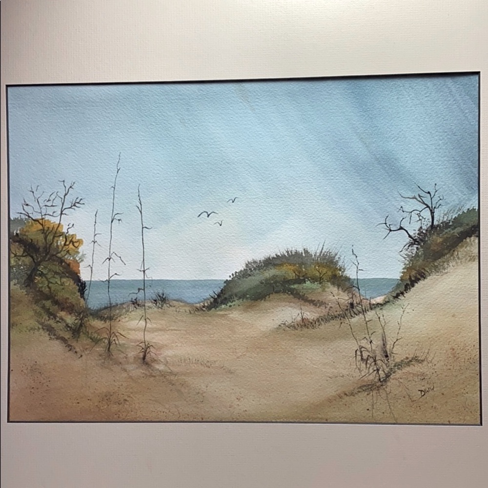 ORIGINAL Signed WATERCOLOR SAND DUNE BEACH - Picture 2 of 16